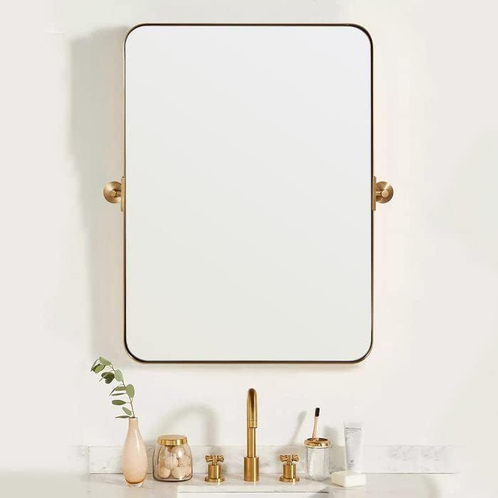 MOON MIRROR 22" x 30" Brushed Gold Metal Framed Pivot Rectangle Bathroom Mirror for Wall Mounted,... | Amazon (US)
