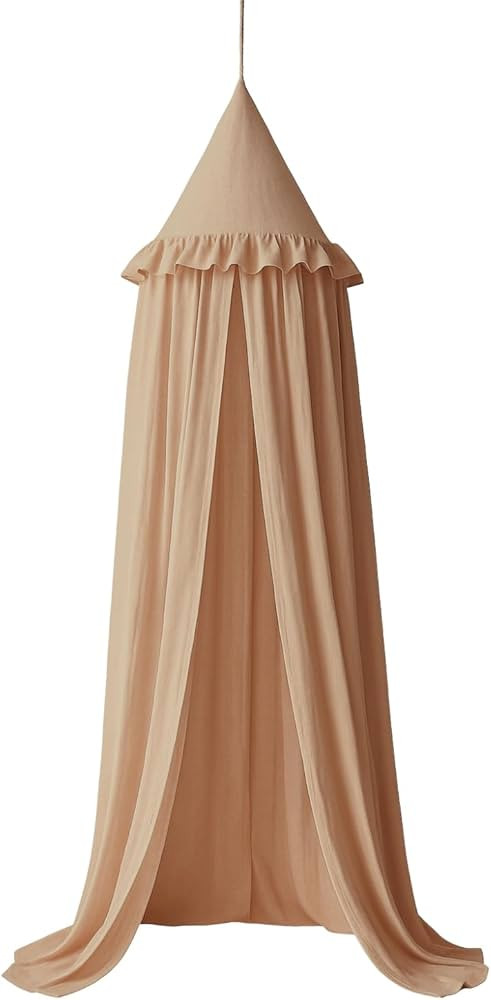 Wonder Space Kids Bed Canopy with Ruffles, Pastel Neutral Color for Boys & Girls, Frilled Cotton ... | Amazon (US)