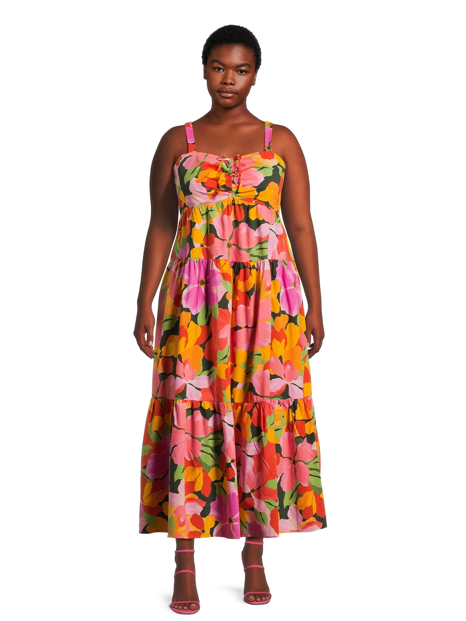 Terra & Sky Women's Plus Size Tie Bust Maxi Dress - Walmart.com | Walmart (US)