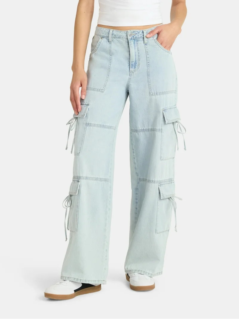 No Boundaries Bow Cargo Jeans, 30.5'' Inseam, Women's | Walmart (US)