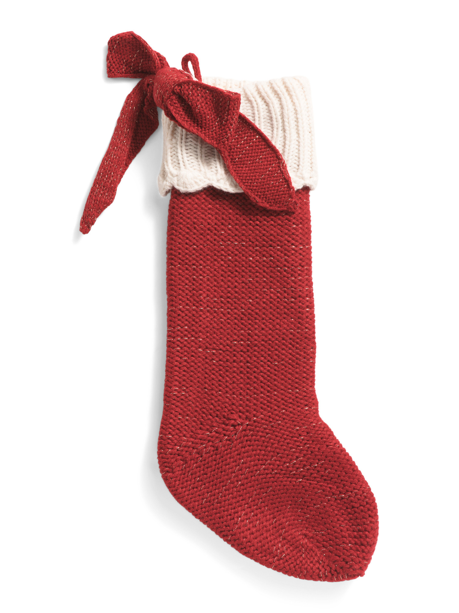 22in Knit Bow Stocking | TJ Maxx