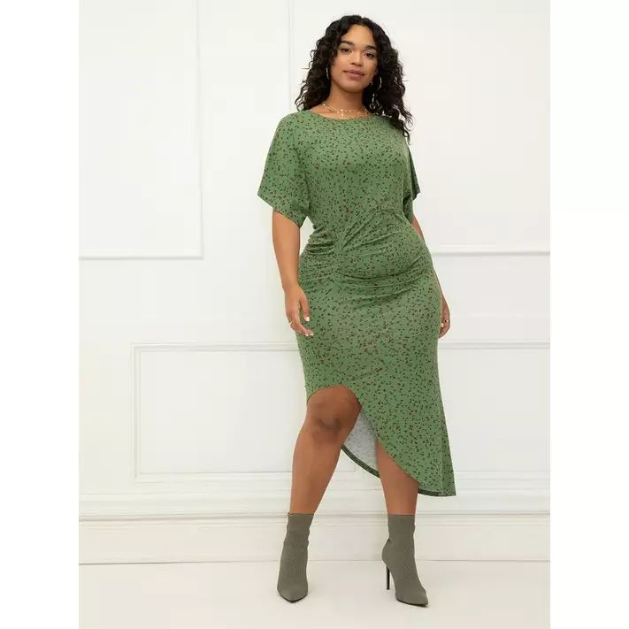 ELOQUII Elements Women's Plus Size Dolman Sleeve Ruched Dress | Walmart (US)