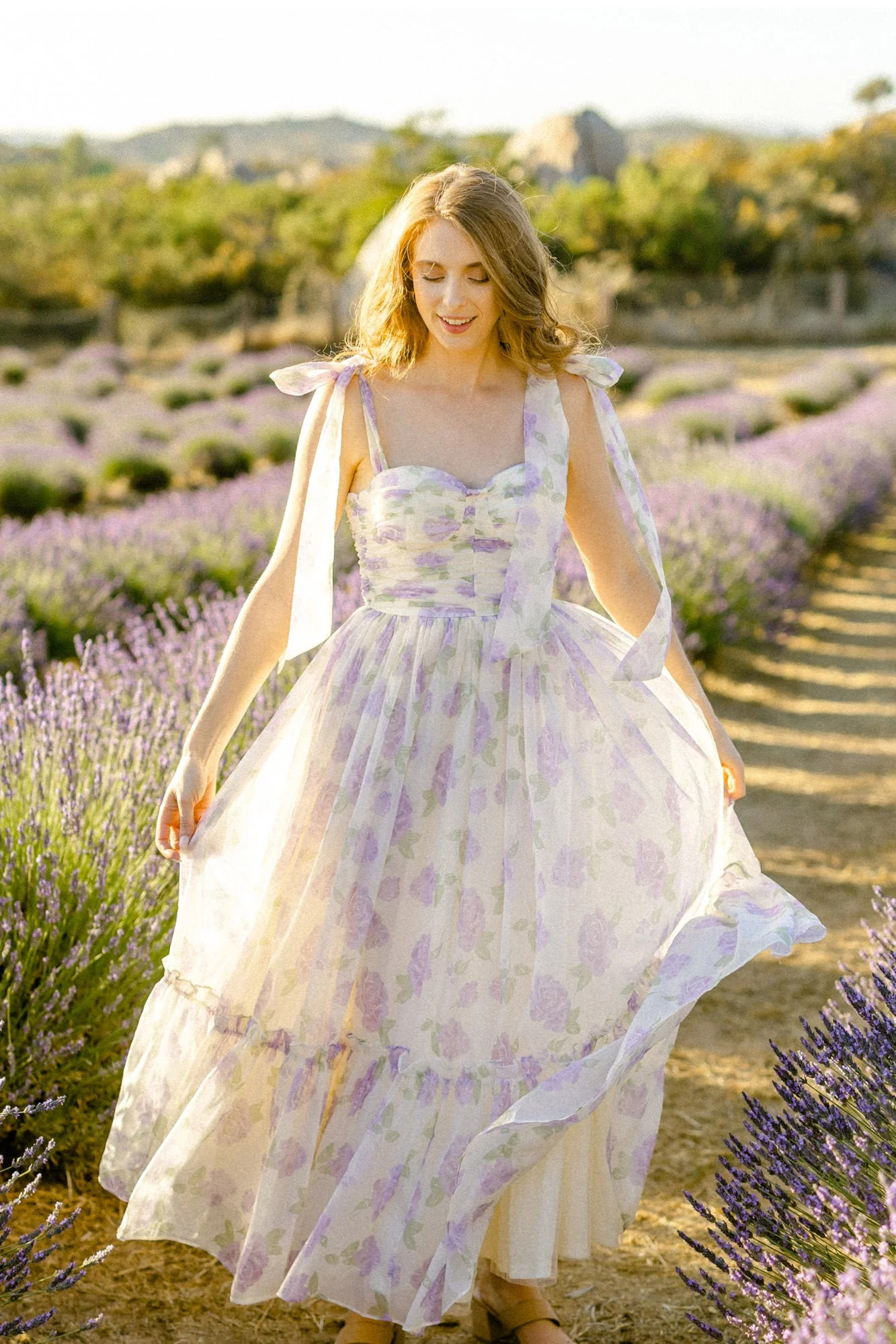 Debra Sweetheart Midi Dress | Morning Lavender