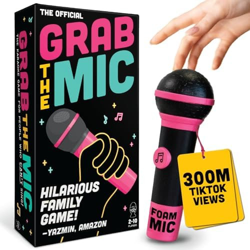 Lucky Egg Official Grab The Mic – Family Karaoke Board Game w/Foam Mic, 8+ Ages, 2-10 Players -... | Amazon (US)