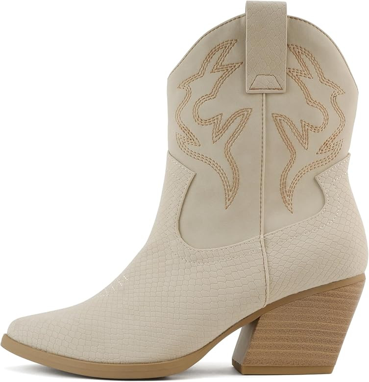 Soda “BLAZING” ~ Women Western Bootie Pointe Toe with Low Heel (Wide Fit Available) | Amazon (US)
