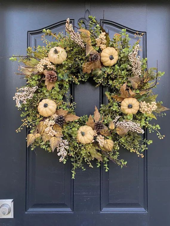 NEW Fall Farmhouse Style Wreath Autumn Decor Pumpkin and | Etsy | Etsy (US)