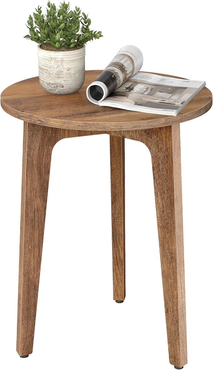 VASAGLE MAEZO Collection - Small Side Table, Round End Table, Nightstand with Tapered Legs, Curve... | Amazon (US)
