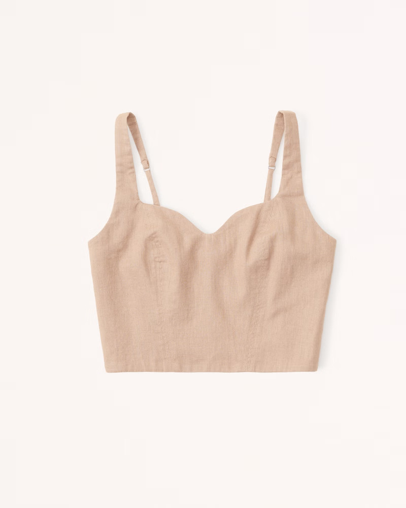 Linen-Blend Notch-Neck Set Top | Abercrombie & Fitch (US)