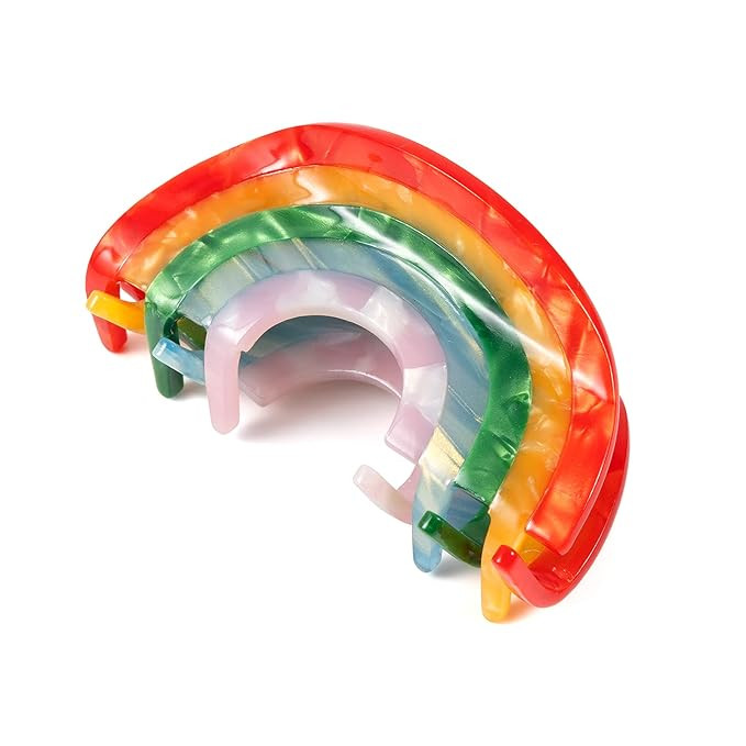 Rainbow Hair Claw Clip Non Slip 3inch Acrylic Acetate 90's Strong Hold Jaw Barrettes Cute for Wom... | Amazon (US)