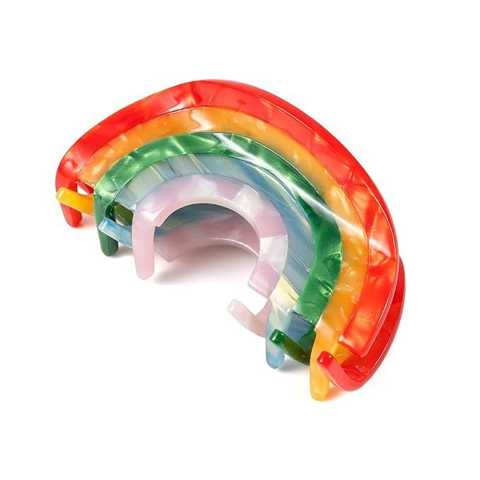 Rainbow Hair Claw Clip Non Slip Acrylic Acetate 90's Strong Hold Jaw Barrettes Cute for Women Gir... | Amazon (US)