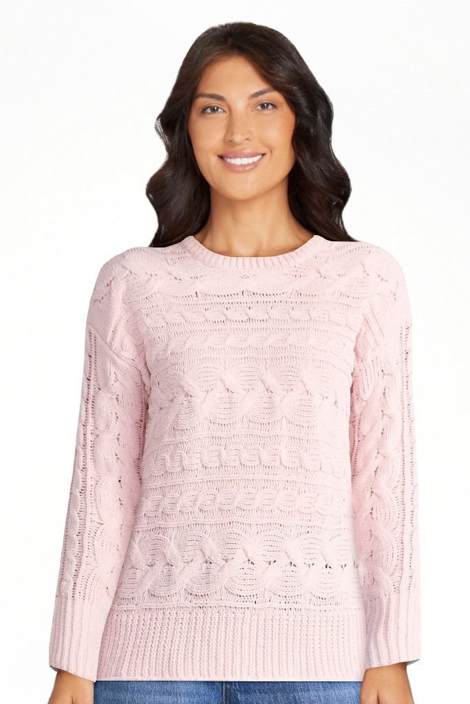 Time and Tru Women's Chenille Cable Knit Crewneck Sweater, Midweight, Sizes XS-XXXL | Walmart (US)