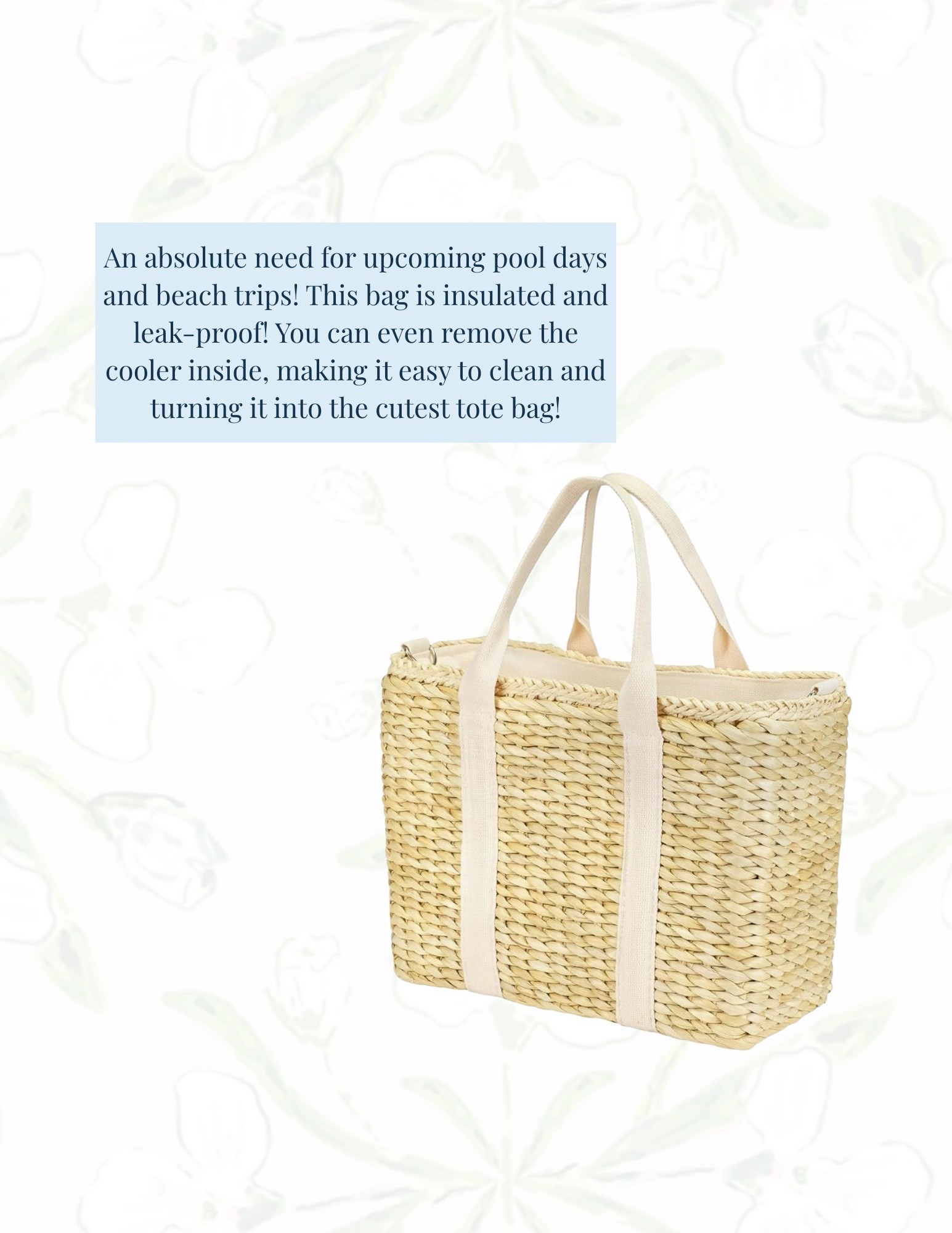 The cutest cooler bag or remove the inside making it a normal tote! I love this for all the hot days coming up to keep my stuff cool! 

Pool bag, Summer bag, Tote bag, Picnic Basket, Beach Bag, Raffia Bag

#LTKmomlife #LTKfoodie #LTKSeasonal