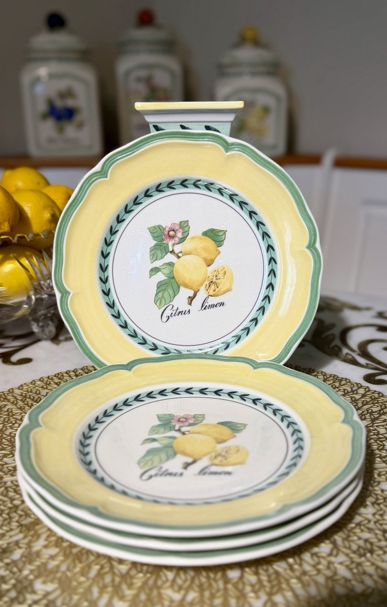 Villeroy & Boch Valence Lemon Floral Glossy Vitro-Porcelain  Plates Set, 4 Piece | eBay | eBay US