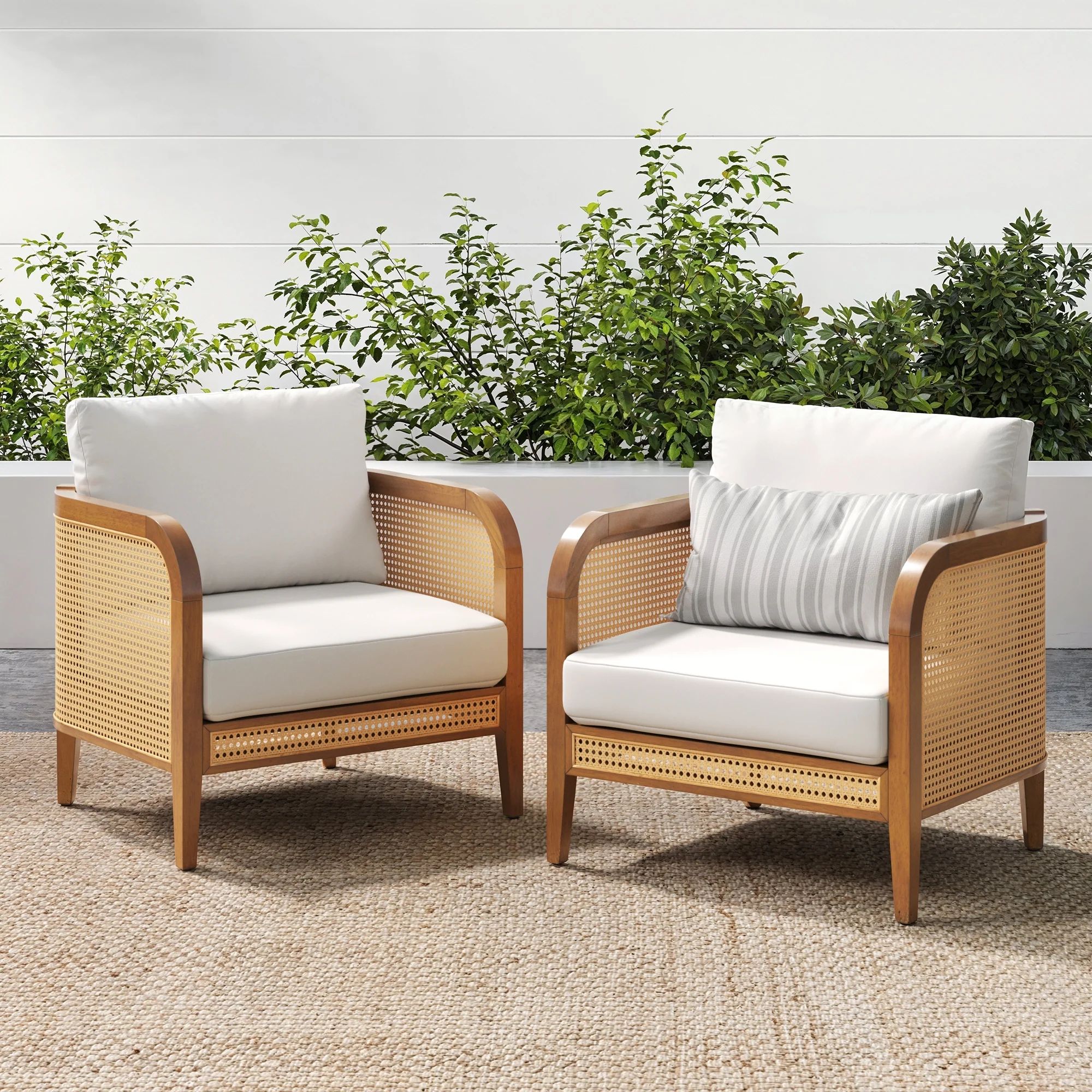 Set of 2 Rattan Outdoor Patio Arm Chairs | Nathan James