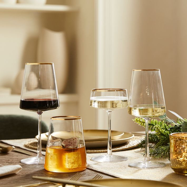 Horizon Lead-Free Crystal Gold-Rimmed Glassware Sets | West Elm (US)