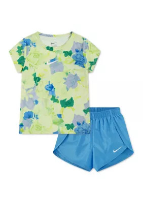 Girls 4-6x Floral T-Shirt and Dry Fit Shorts | Belk