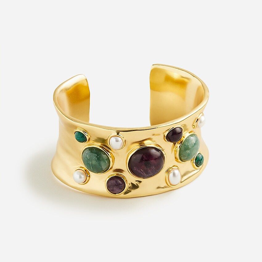 Mixed-pearl-and-stone cuff bracelet | J.Crew US