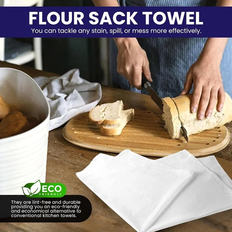 Linteum Textile Classic White Flour Sack Kitchen Dish Towels 100% Cotton, Tea Towels Absorbent an... | Walmart (US)