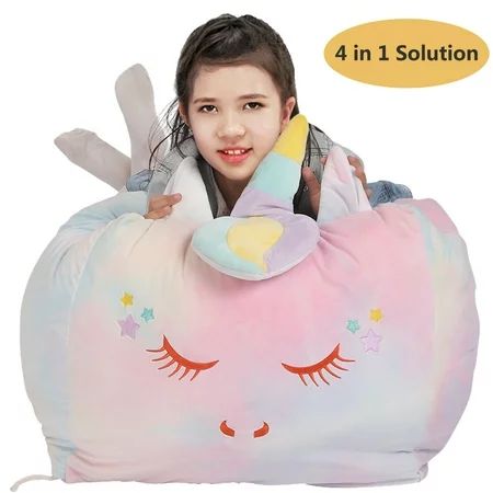 Colorful Unicorn Stuffed Toy Storage Bag Bean Bag Chair Unicorn Gift for Girls Room Decorations Kids Chairs Velvet Extra Soft 18x18 Inch(STUFFING NOT INCLUDED) | Walmart (US)
