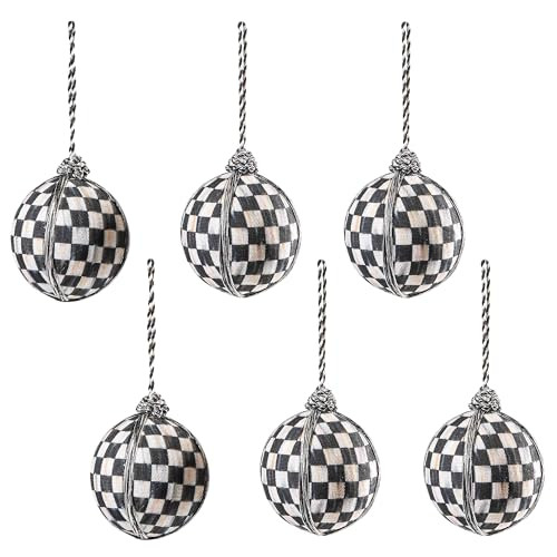 MacKenzie-Childs Courtly Check Medium Ball Ornaments, Christmas-Tree Decorations Set, Set of 6 | Amazon (US)