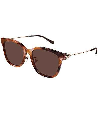 Gucci Women's GG Logo 56mm Havana Round Sunglasses - Shiny Vintage Brown Havana | Dillard's