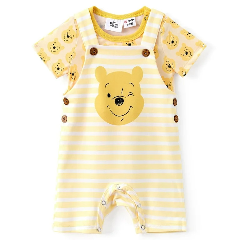 Disney Winnie the Pooh Baby Boys Girls 2 Pcs Graphic Tee with Striped Overall Sets Newborn to Inf... | Walmart (US)