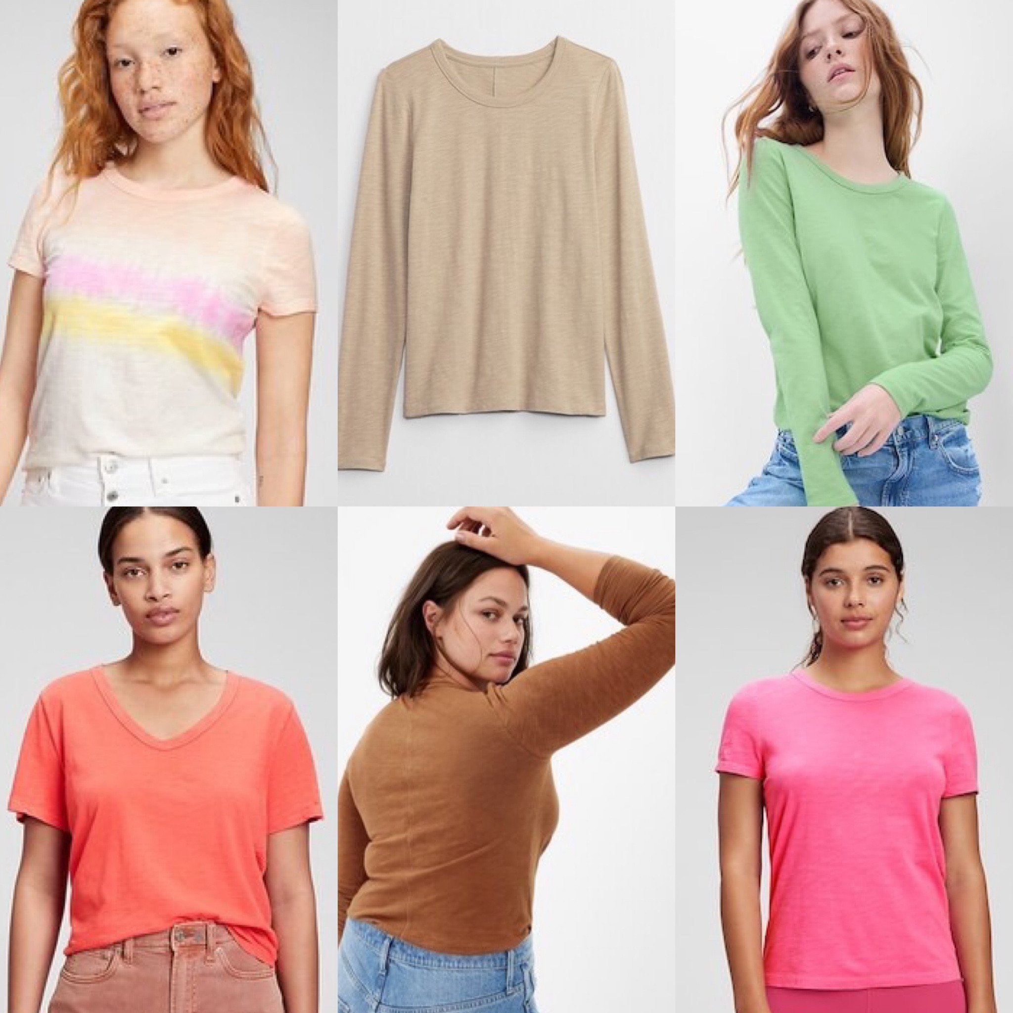 My favorite Foreversoft Tees at Gap Factory

Green Confirmed ✔️
Top row: Light Springs
Coral & Brown: Warm Springs
Pink: Clear Springs

[categorized based on stock photo]