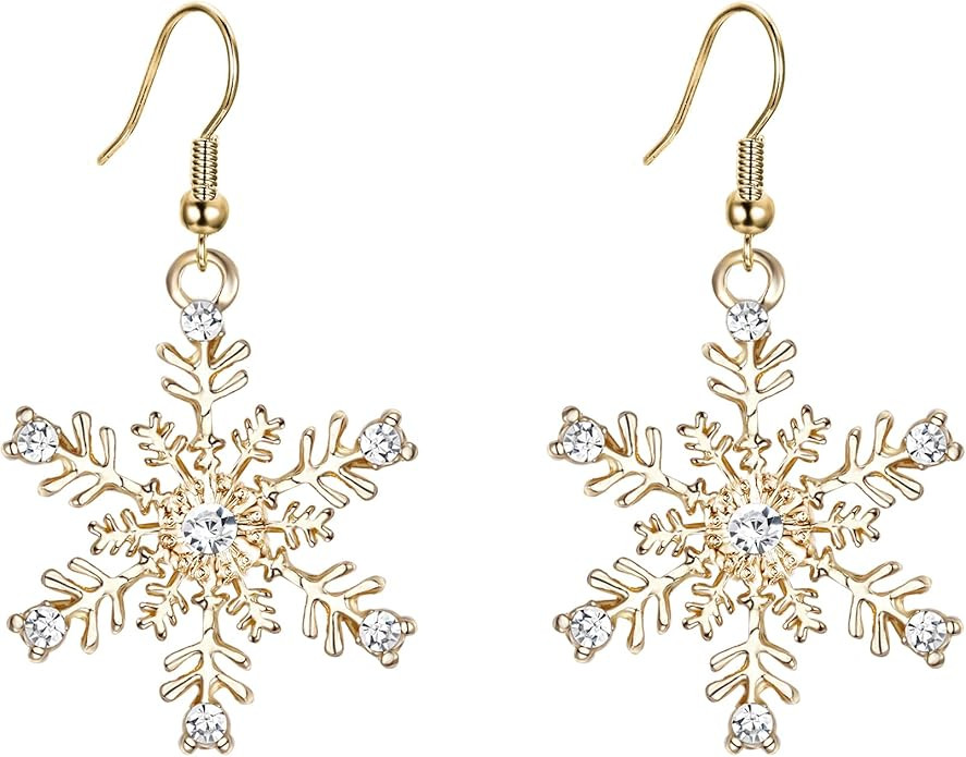 EVER FAITH Snowflake Earring for Women Austrian Crystal Winter Party Flower Snowflakes Pierced Ho... | Amazon (US)