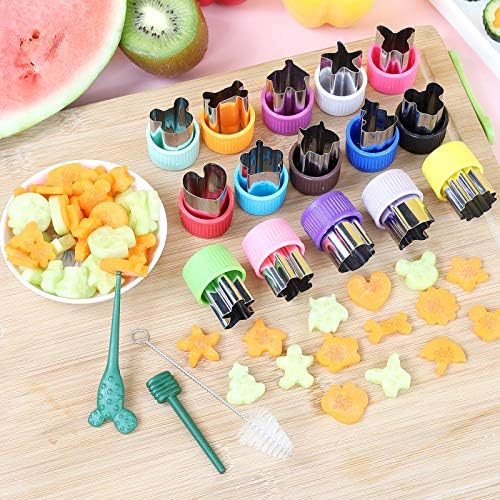 Mini Cookie Cutter Set 30 pcs for Kids Vegetable Cutters and Fruit Stamp Mold Different Shapes an... | Amazon (US)