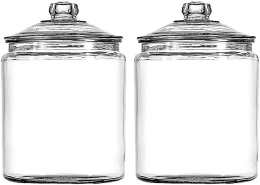 Anchor Hocking Heritage Hill 1 Gallon Glass Jar with Lid,Clear, Set of 2