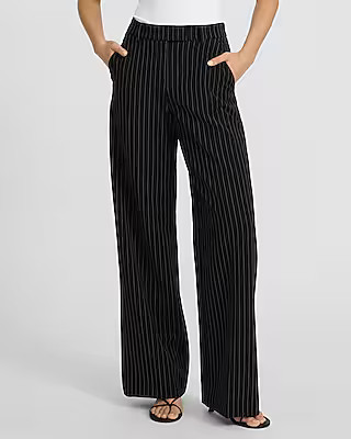 Editor Mid Rise Pinstripe Relaxed Trouser Pant | Express