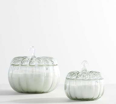 Recycled Glass Harvest Pumpkin Scented Candle | Pottery Barn (US)
