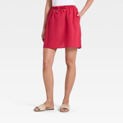 Women's Beaded Linen Mini Skirt - A New Day™ Pink M | Target