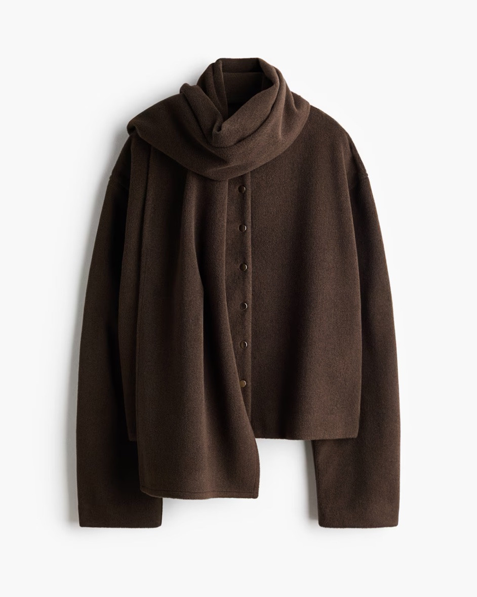 Brown scarf detail jacket