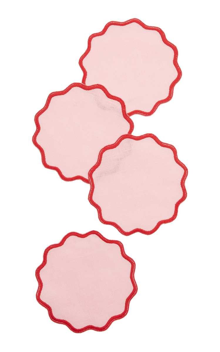 Set-Of-Four Scalloped Linen Coasters | Moda Operandi (Global)