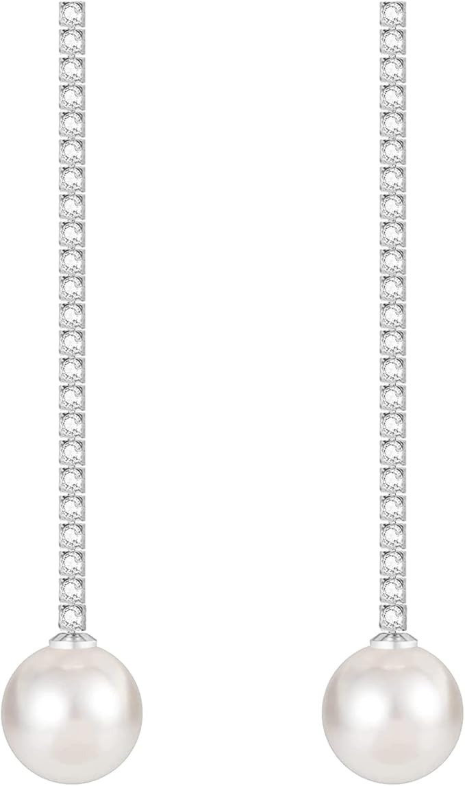 Long Pearl Earrings for Women 14K Gold Plated Pearl Dangle Earrings Hypoallergenic Elegant Gold P... | Amazon (US)