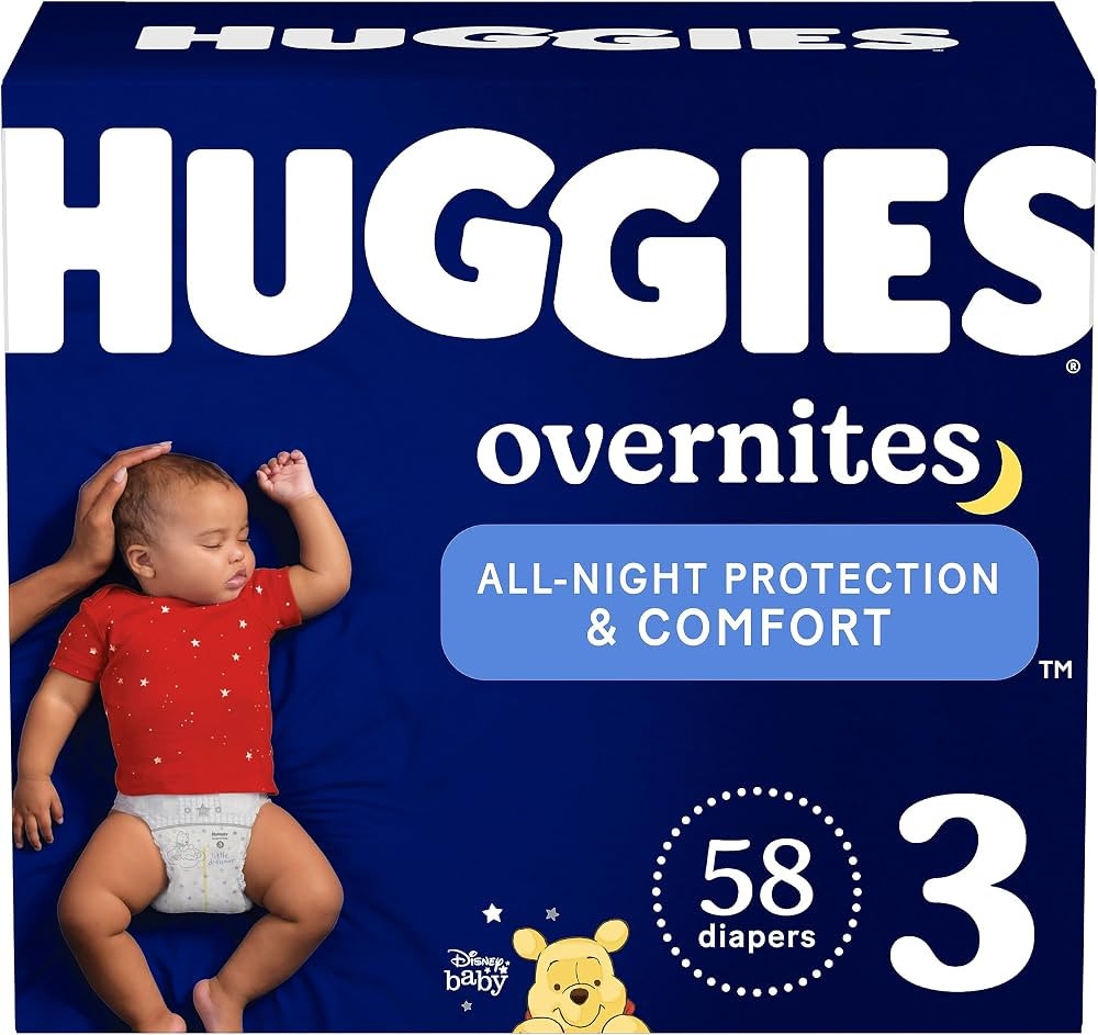 Huggies Size 3 Overnites Baby Diapers: Overnight Diapers, Size 3 (16-28 lbs), 58 Ct | Amazon (US)