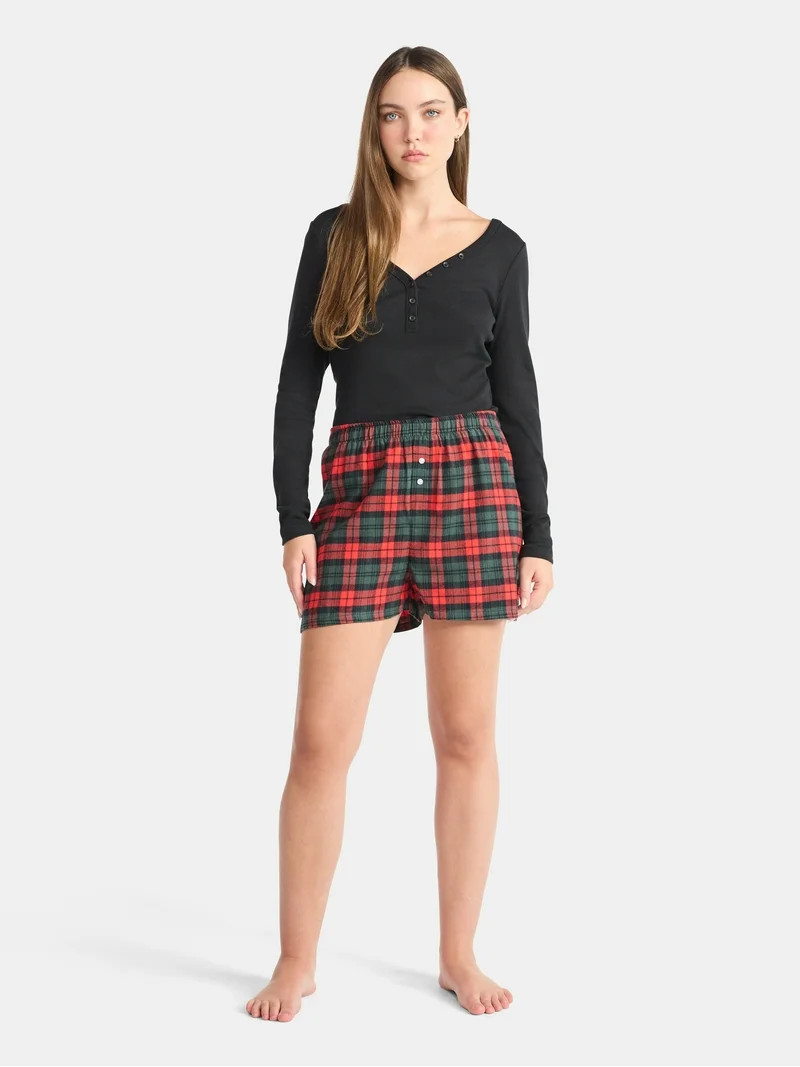 No Boundaries Sleepwear Cotton Boxer Shorts, 3'' Inseam, Women’s | Walmart (US)