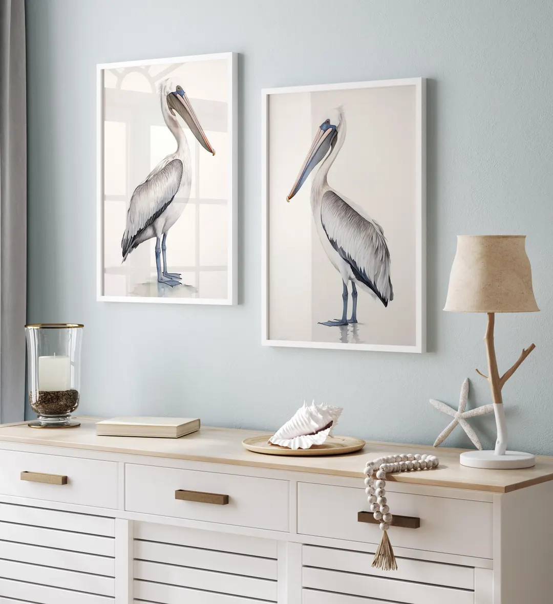 Pelican Watercolor Art Print Set: Coastal Minimalist Decor - Etsy | Etsy (US)