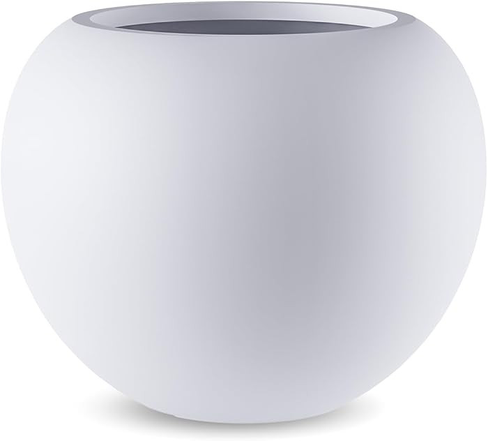 13.5 H x 17" Dia (12" Pot Opening) Round Fiberstone Planter with Drainage Hole, Durable Garden Fl... | Amazon (US)