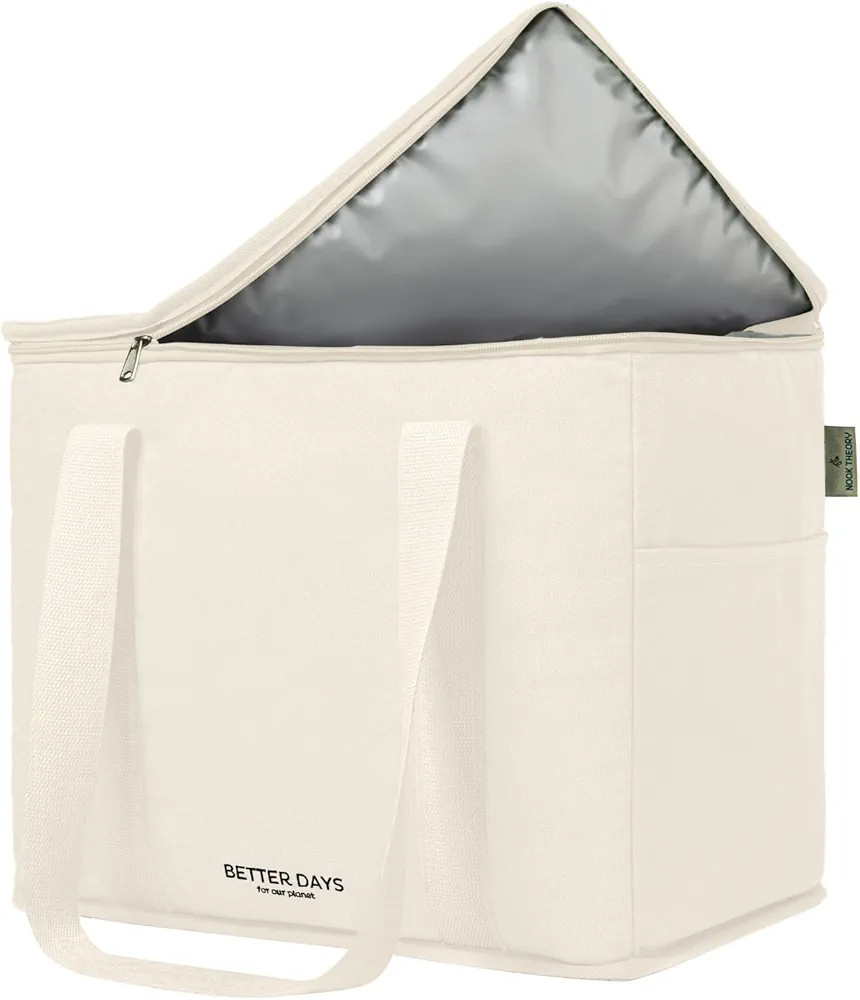 Nook Theory Bolsa de comestibles reutilizable aislada – a prueba de fugas, bolsa térmica grand... | Amazon (US)