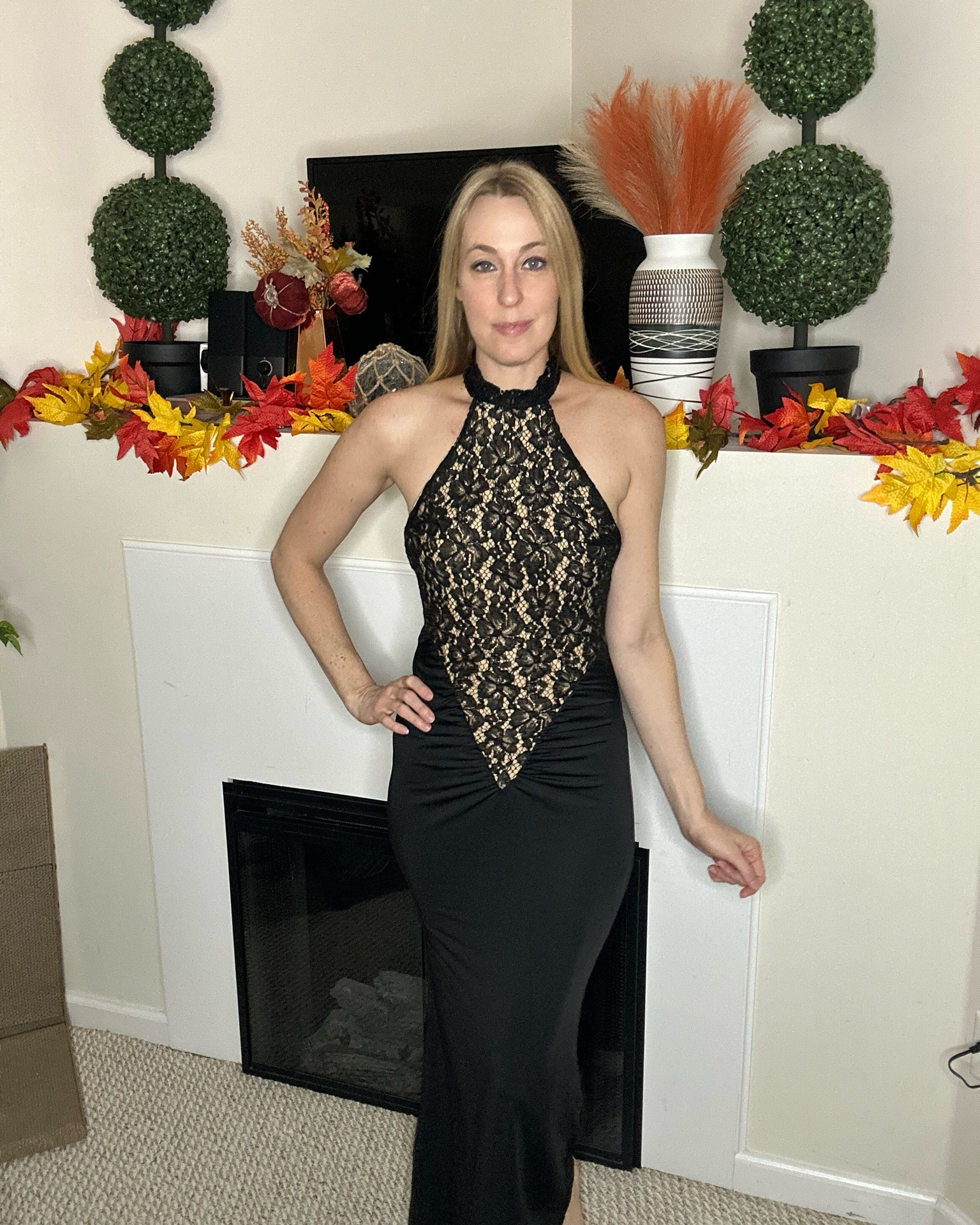 Elegant black lace gown 
🖤 a beautiful dress for fancy events in fall and winter   
🖤 it is stretchy and comfortable
🖤fits true to size, wearing size small and I am 5’10”
🖤 Amazon fashion find under 100

#LTKTall