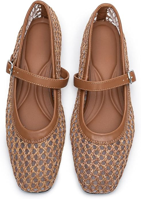 youngshow Closed Toe Flats for Women Mesh Ballet Flats Comfortable Shoes | Amazon (US)