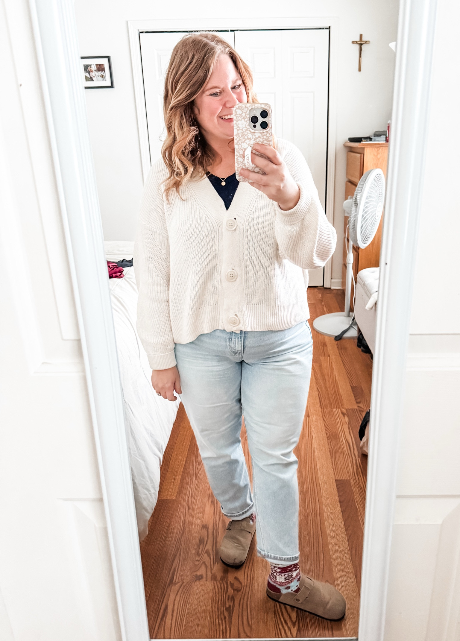 Casual winter outfit 

This cardigan from Target is so good! Wearing a large.  My jeans are my true size 14 short. The fun socks are from Amazon - I love wearing them in the winter  

#LTKMidsize #LTKStyleTip #LTKFindsUnder50
