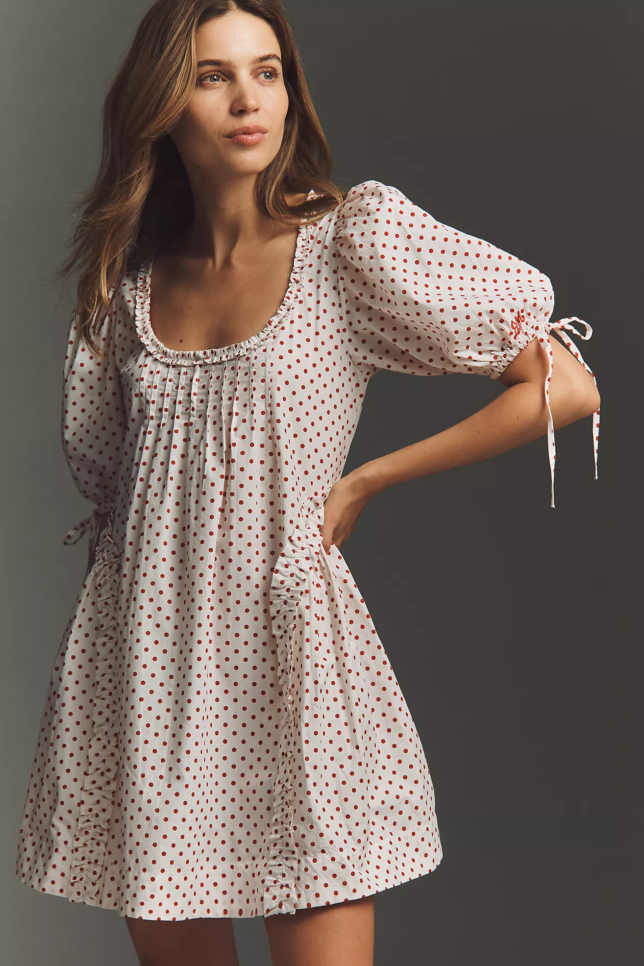 Damson Madder Cotton Meri Puff-Sleeve Mini Dress | Anthropologie (US)