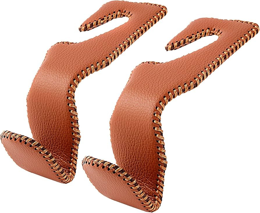 Purse Hook for Car, Superior Leather Headrest Hanger Matching Cars Interior, Brown Back Seat Orga... | Amazon (US)