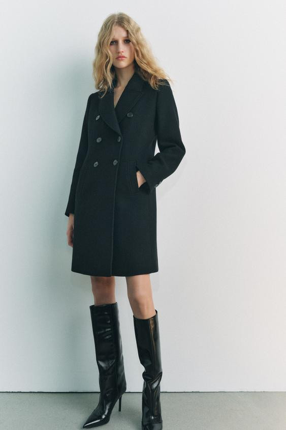 DOUBLE BREASTED WOOL BLEND COAT | Zara US