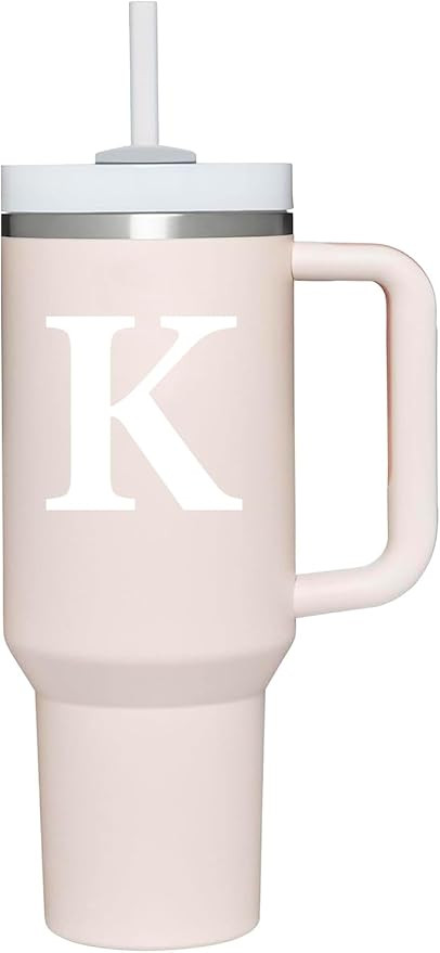 Personalized Letter K 40oz Tumbler with Handle Cups.Custom Mug Initial Tumblers Cups.Personalized... | Amazon (US)