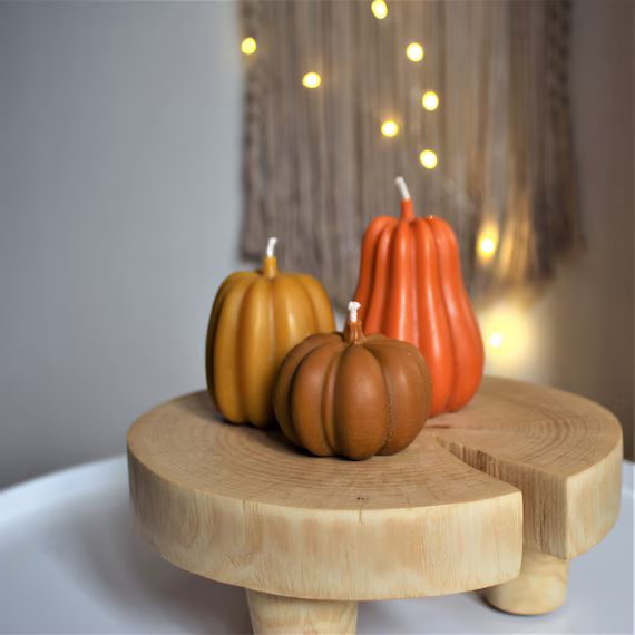 Set of 3 Pumpkin Candles / Pumpkin decor / Halloween Decor / Thanksgiving Decor / Halloween Pumpk... | Etsy (US)