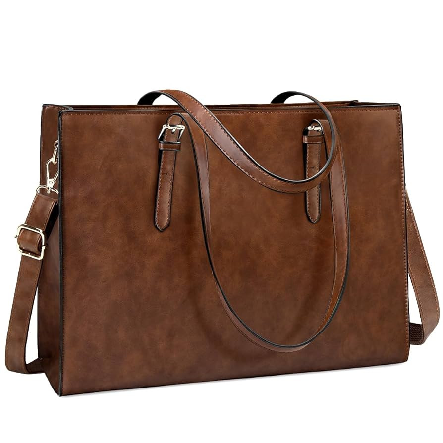 Laptop Bag for Women Waterproof Lightweight Leather 15.6 Inch Computer Tote Bag Business Office B... | Amazon (US)